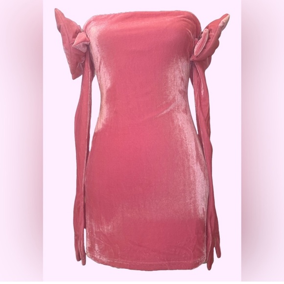 Sugar Thrillz Dolls Kill ‘PRETTY PERFECTION’ Pink Velvet Dress Gloves SET NWT L - Picture 5 of 13